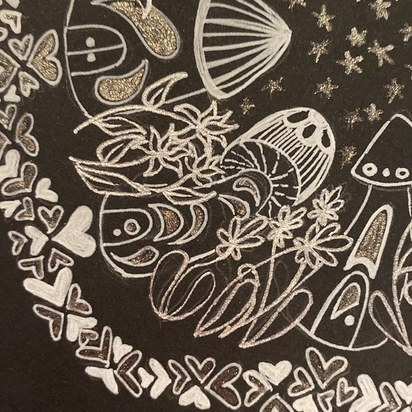 Unframed Original Art Mushroom Village by Starlight Mandela Illustration - Picture 4 of 6